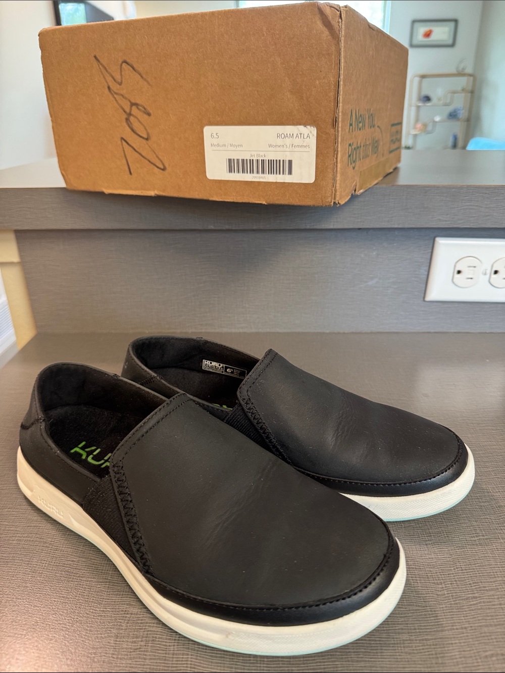 KURU Roam Alta Black Slip-On Casual Loafers with White Sole